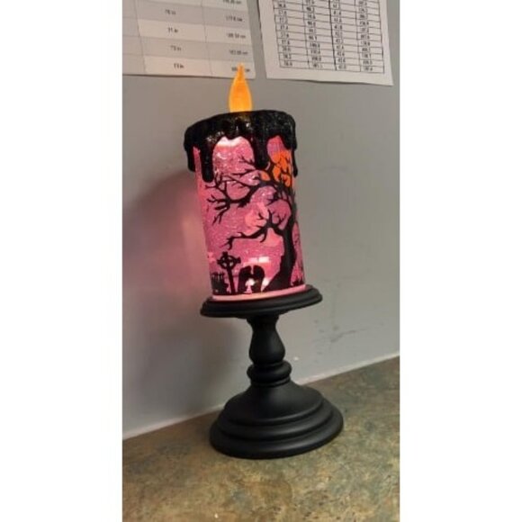 Halloween Snow Globe Candles Lighted Lamp, Battery Operated...
